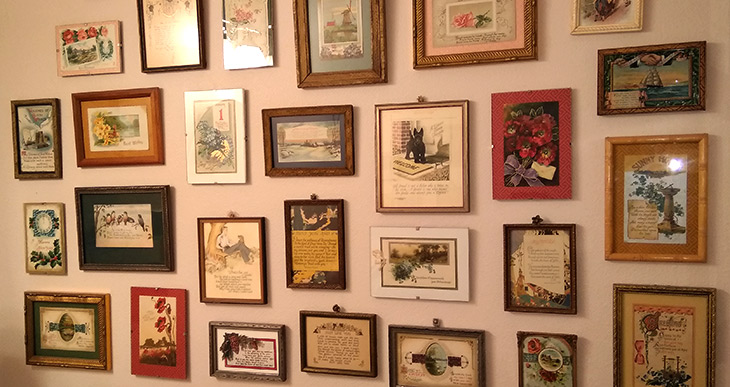 Vintage greeting cards - gallery wall